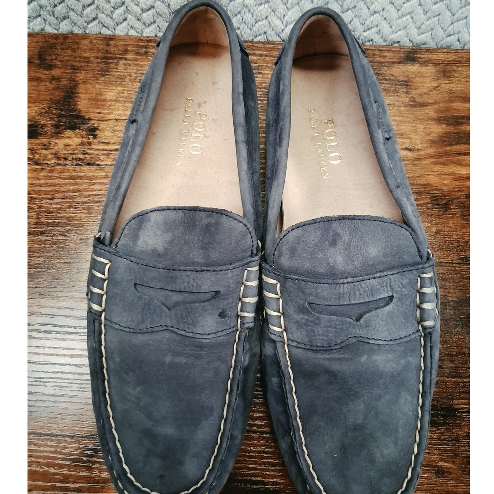 Polo Ralph Lauren Wes-SO-DRV Navy Blue Leather Driving Loafers Mens 9.5D - Picture 5 of 12